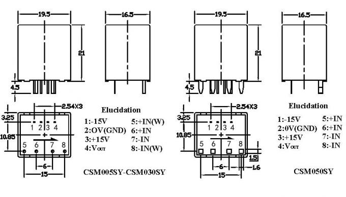salida de la fuente 4V del ± 15V del sensor de la corriente de lazo cerrado del soporte del PWB 50A