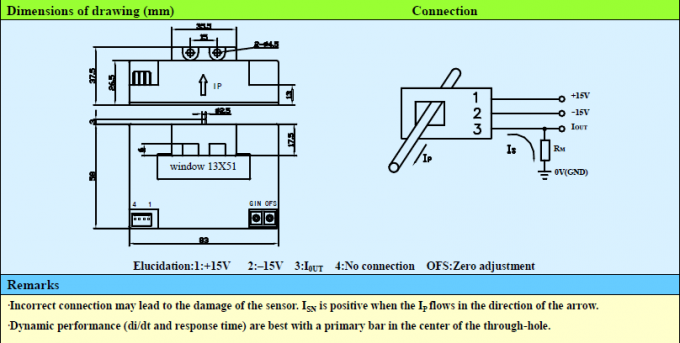 Instalación simple del transductor actual del sensor/de Pasillo de la corriente de lazo cerrado de Pasillo