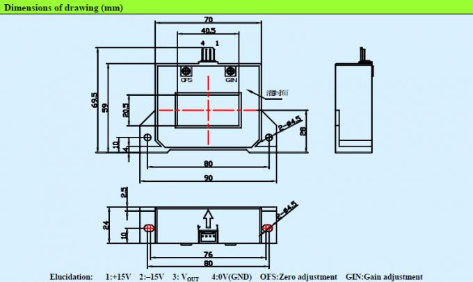 Sensor de la corriente de lazo abierto de la precisión, transductor actual de effecto hall CS1000BF de DC