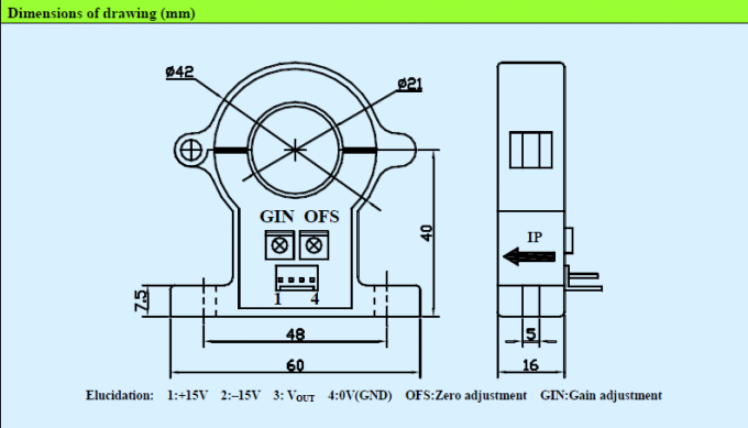 Tipo sensor actual del lazo abierto de Pasillo de la base partida para el equipo de la automatización