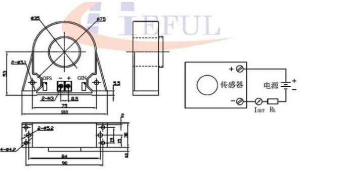 Transmisor de la corriente de lazo abierto/sensor actual basado en principio de effecto hall