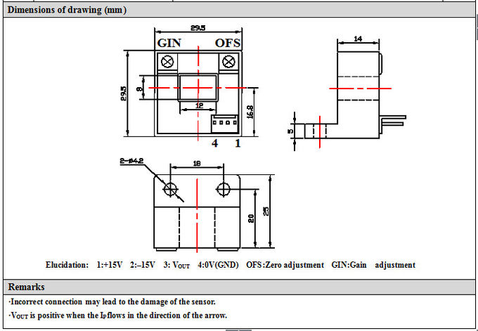 Fácil instale el sensor actual de effecto hall con 8 el CE Rohs del tamaño de la ventana del X12 milímetros